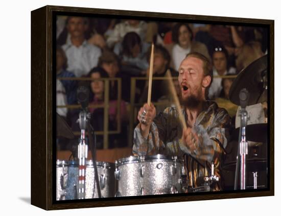 Drummer Ginger Baker of the Band Blind Faith in Concert at the Los Angeles Forum-John Olson-Framed Premier Image Canvas