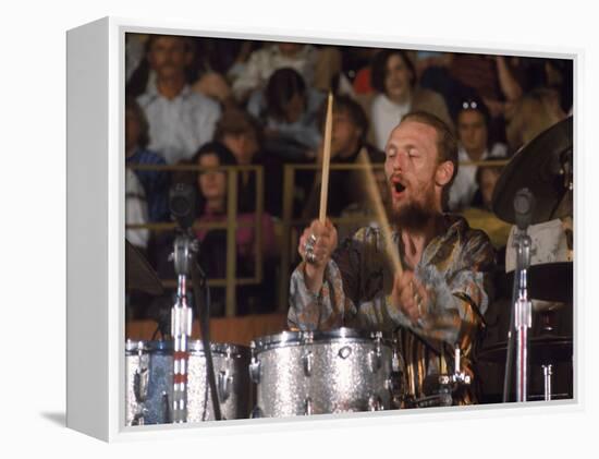 Drummer Ginger Baker of the Band Blind Faith in Concert at the Los Angeles Forum-John Olson-Framed Premier Image Canvas