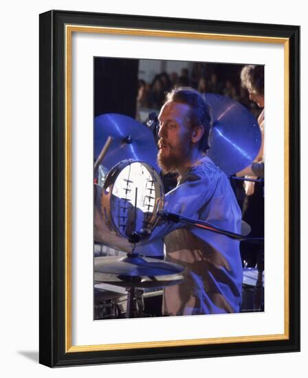 Drummer Ginger Baker of the Band Blind Faith in Concert at the Los Angeles Forum-John Olson-Framed Premium Photographic Print