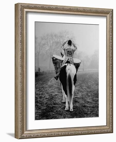 Drummer of Royal Horse Guards Playing Silver Drums Given Regiment by George III in 1805-Cornell Capa-Framed Photographic Print