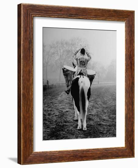 Drummer of Royal Horse Guards Playing Silver Drums Given Regiment by George III in 1805-Cornell Capa-Framed Photographic Print