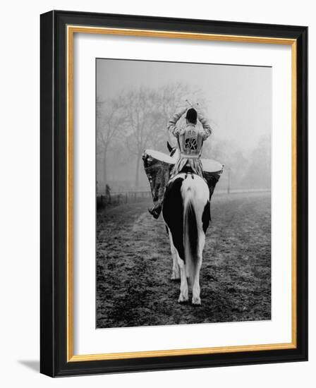 Drummer of Royal Horse Guards Playing Silver Drums Given Regiment by George III in 1805-Cornell Capa-Framed Photographic Print