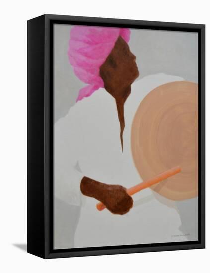 Drummer, Pink Turban-Lincoln Seligman-Framed Premier Image Canvas