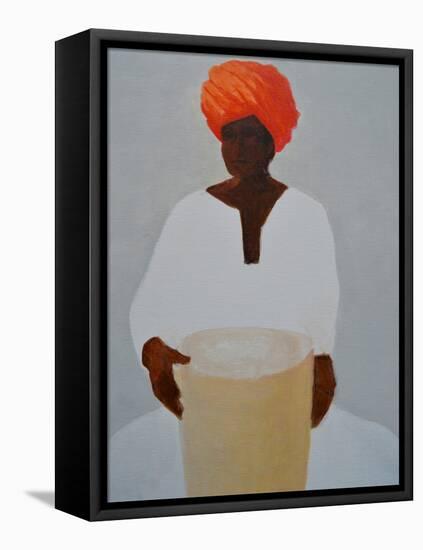 Drummer, Red Turban-Lincoln Seligman-Framed Premier Image Canvas