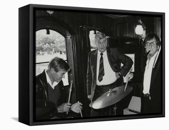 Drummers Jack Parnell and Barrett Deems, London, 1984-Denis Williams-Framed Premier Image Canvas