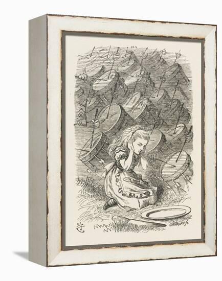 Drums Alice Covers Her Ears to the Sound of the Drums-John Tenniel-Framed Stretched Canvas