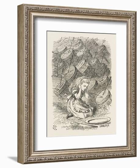 Drums Alice Covers Her Ears to the Sound of the Drums-John Tenniel-Framed Art Print