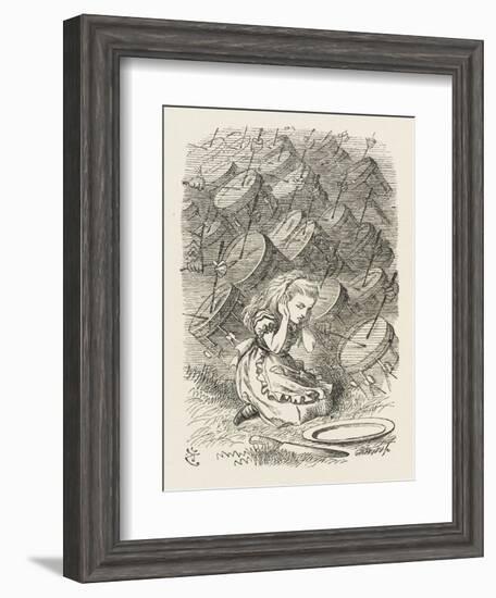 Drums Alice Covers Her Ears to the Sound of the Drums-John Tenniel-Framed Art Print