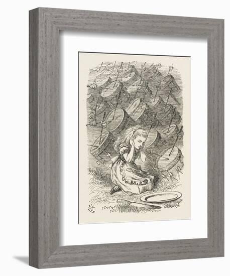 Drums Alice Covers Her Ears to the Sound of the Drums-John Tenniel-Framed Art Print