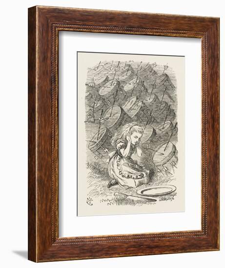 Drums Alice Covers Her Ears to the Sound of the Drums-John Tenniel-Framed Art Print