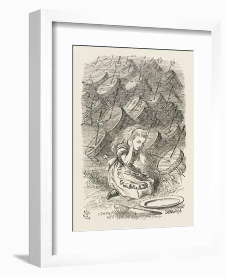 Drums Alice Covers Her Ears to the Sound of the Drums-John Tenniel-Framed Art Print