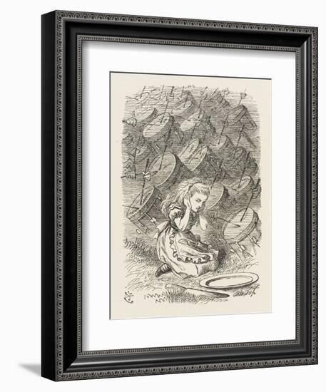 Drums Alice Covers Her Ears to the Sound of the Drums-John Tenniel-Framed Art Print