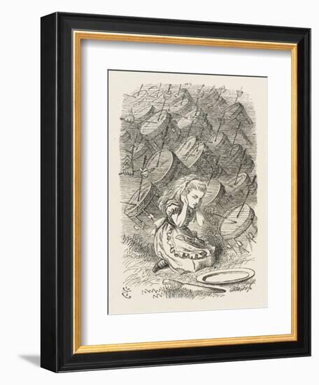 Drums Alice Covers Her Ears to the Sound of the Drums-John Tenniel-Framed Art Print