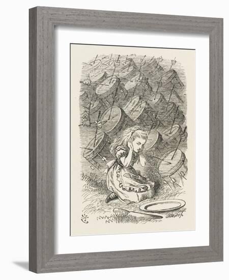 Drums Alice Covers Her Ears to the Sound of the Drums-John Tenniel-Framed Art Print