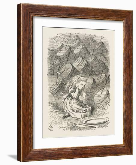 Drums Alice Covers Her Ears to the Sound of the Drums-John Tenniel-Framed Art Print