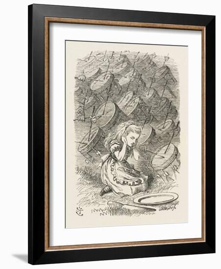 Drums Alice Covers Her Ears to the Sound of the Drums-John Tenniel-Framed Art Print