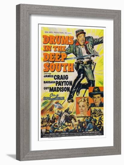 Drums in the Deep South, from Top: James Craig, Barbara Payton, Guy Madison, 1951-null-Framed Art Print