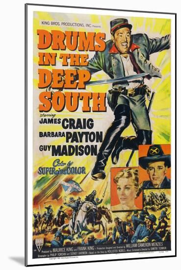 Drums in the Deep South, from Top: James Craig, Barbara Payton, Guy Madison, 1951-null-Mounted Art Print