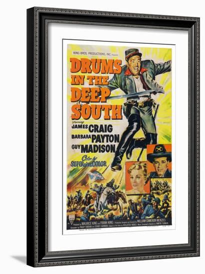 Drums in the Deep South, from Top: James Craig, Barbara Payton, Guy Madison, 1951-null-Framed Art Print