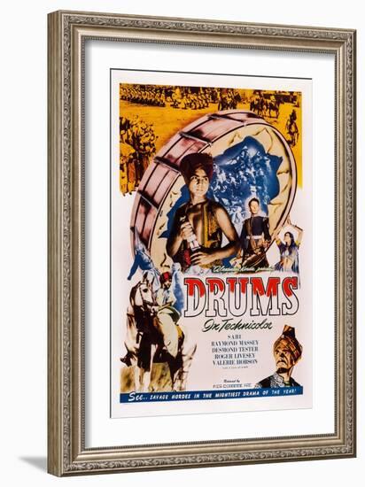 Drums, Sabu, Desmond Tester, Raymond Massey, 1938-null-Framed Art Print