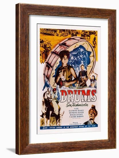 Drums, Sabu, Desmond Tester, Raymond Massey, 1938-null-Framed Art Print