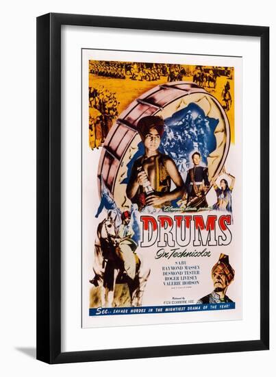 Drums, Sabu, Desmond Tester, Raymond Massey, 1938-null-Framed Art Print