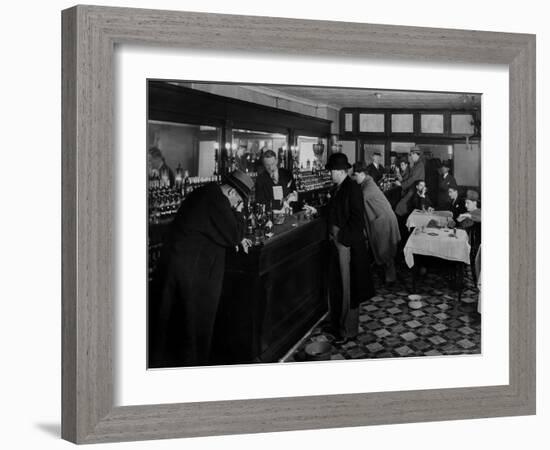 Drunk Male Patron at an Speakeasy in the Business District Protected From Police Prohibition Raids-Margaret Bourke-White-Framed Photographic Print