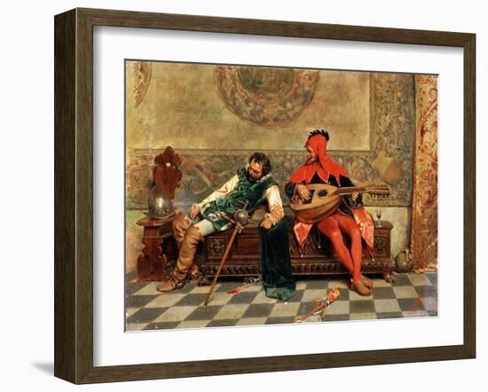 Drunk Warrior and Court Jester, Italian Painting of 19th Century-Casimiro Tomba-Framed Giclee Print