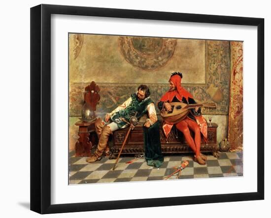 Drunk Warrior and Court Jester, Italian Painting of 19th Century-Casimiro Tomba-Framed Giclee Print