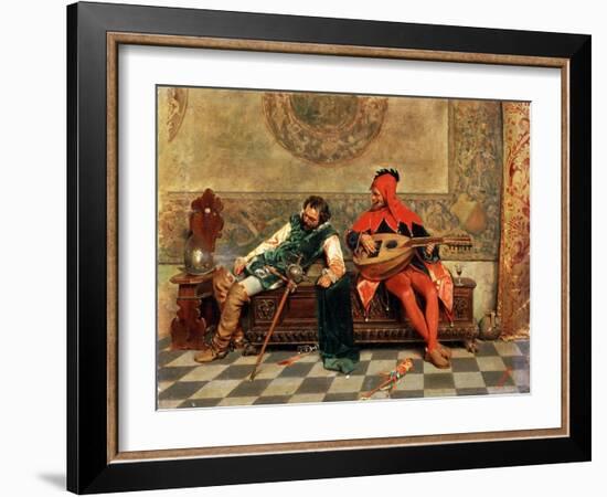 Drunk Warrior and Court Jester, Italian Painting of 19th Century-Casimiro Tomba-Framed Giclee Print