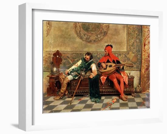 Drunk Warrior and Court Jester, Italian Painting of 19th Century-Casimiro Tomba-Framed Giclee Print