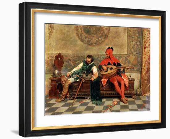 Drunk Warrior and Court Jester, Italian Painting of 19th Century-Casimiro Tomba-Framed Giclee Print