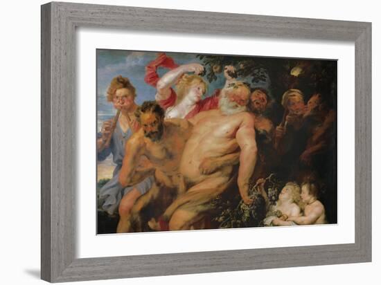 Drunken Silenus Supported by Satyrs, C.1620-Peter Paul Rubens-Framed Giclee Print