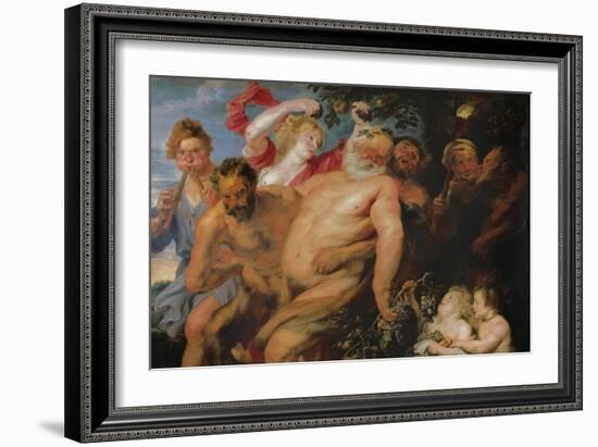 Drunken Silenus Supported by Satyrs, C.1620-Peter Paul Rubens-Framed Giclee Print