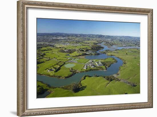 Drury Creek, Acg Strathallan College, and Farmland, Karaka, Auckland, North Island, New Zealand-David Wall-Framed Photographic Print