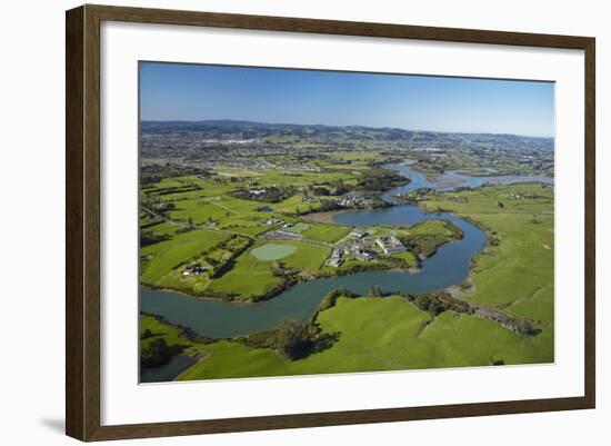 Drury Creek, Acg Strathallan College, and Farmland, Karaka, Auckland, North Island, New Zealand-David Wall-Framed Photographic Print