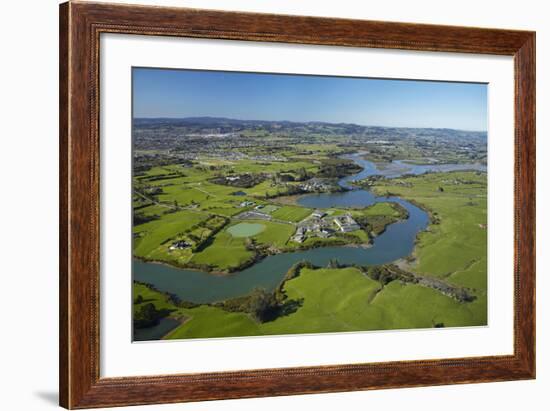 Drury Creek, Acg Strathallan College, and Farmland, Karaka, Auckland, North Island, New Zealand-David Wall-Framed Photographic Print