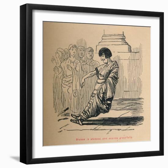 'Drusus is stabbed, and expires gracefully', 1852-John Leech-Framed Giclee Print