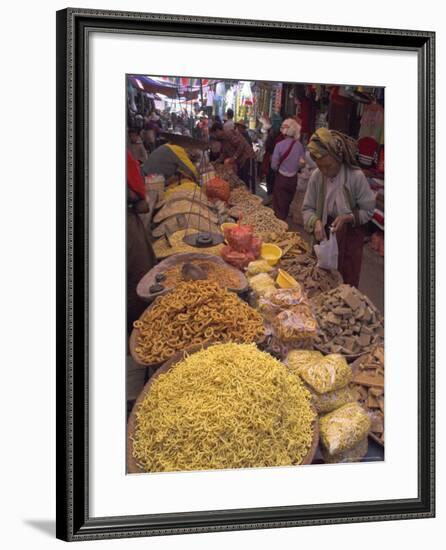Dry Food on Indoor Stalls in Market, Augban, Shan State, Myanmar (Burma)-Eitan Simanor-Framed Photographic Print