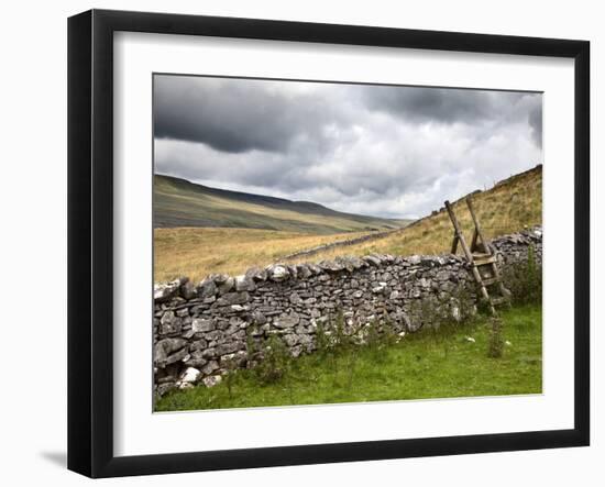 Dry Stone Wall and Ladder Stile at Twisleton Scar, Yorkshire Dales, Yorkshire, England-Mark Sunderland-Framed Photographic Print