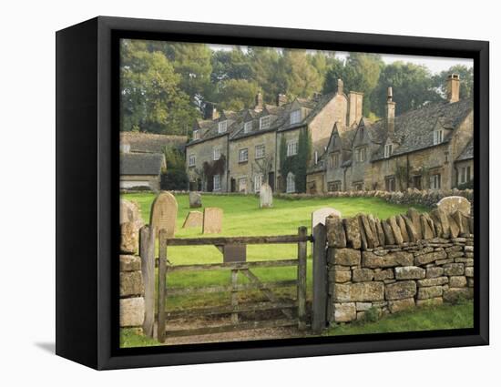 Dry Stone Wall, Gate and Stone Cottages, Snowshill Village, the Cotswolds, Gloucestershire, England-David Hughes-Framed Premier Image Canvas