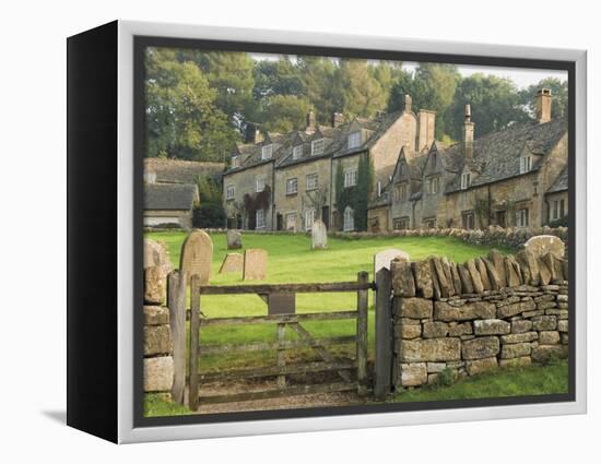 Dry Stone Wall, Gate and Stone Cottages, Snowshill Village, the Cotswolds, Gloucestershire, England-David Hughes-Framed Premier Image Canvas