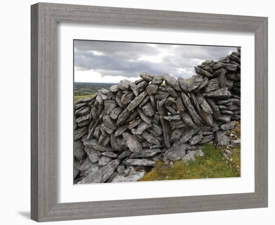 Dry Stone Wall on the Burren, County Clare, Munster, Republic of Ireland-Gary Cook-Framed Photographic Print