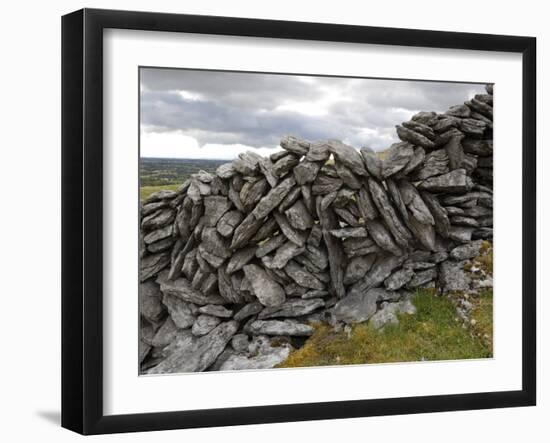 Dry Stone Wall on the Burren, County Clare, Munster, Republic of Ireland-Gary Cook-Framed Photographic Print