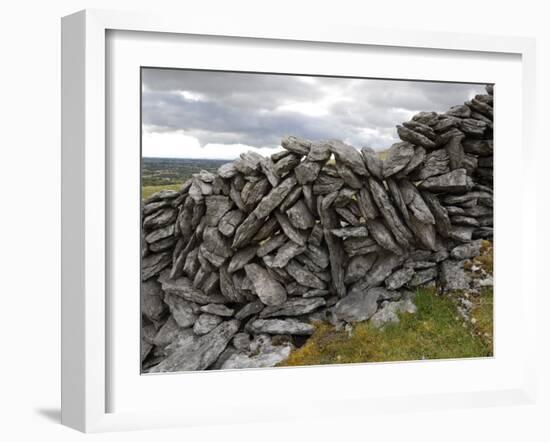 Dry Stone Wall on the Burren, County Clare, Munster, Republic of Ireland-Gary Cook-Framed Photographic Print