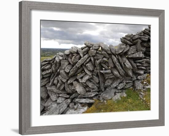 Dry Stone Wall on the Burren, County Clare, Munster, Republic of Ireland-Gary Cook-Framed Photographic Print