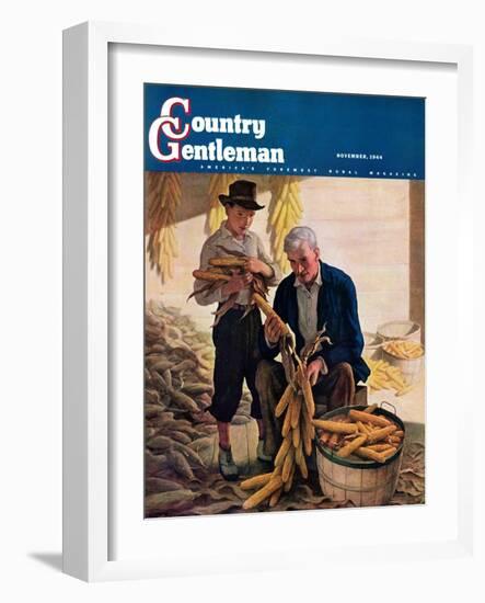 "Drying Field Corn," Country Gentleman Cover, November 1, 1944-Newell Convers Wyeth-Framed Giclee Print