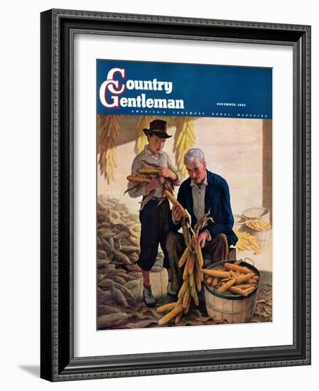 "Drying Field Corn," Country Gentleman Cover, November 1, 1944-Newell Convers Wyeth-Framed Giclee Print