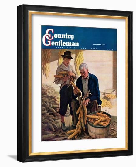 "Drying Field Corn," Country Gentleman Cover, November 1, 1944-Newell Convers Wyeth-Framed Giclee Print