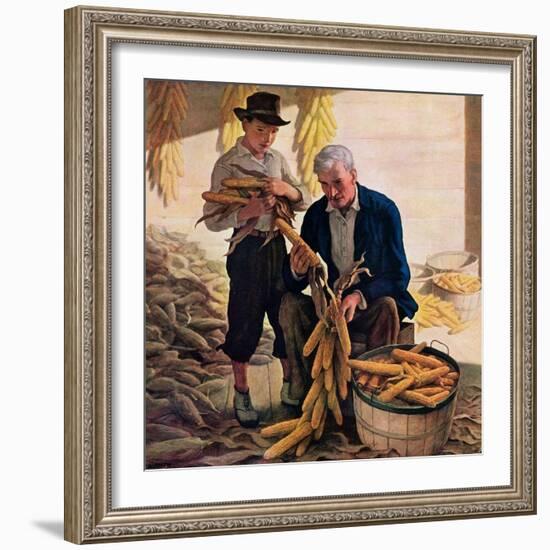 "Drying Field Corn,"November 1, 1944-Newell Convers Wyeth-Framed Giclee Print